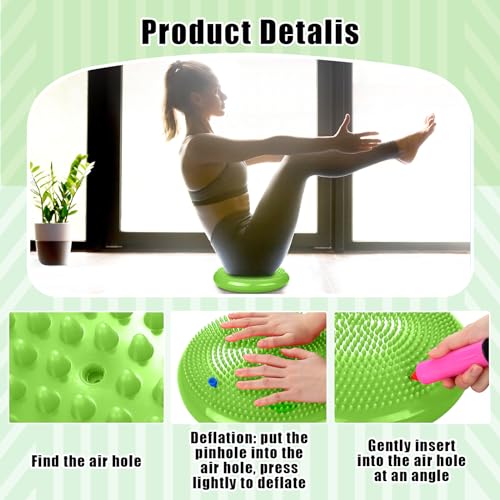 2 Pcs Wiggle Seat Inflated Wobble Cushion Flexible Balance Disc with Air Pump for Core Stability Strengthening Improving Posture Physical Exercise (3 Count)