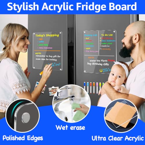 Acrylic Magnetic Whiteboard for Fridge (2 Count)