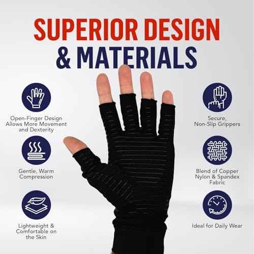 Copper Arthritis Compression Gloves for Women and Men (2 Count)