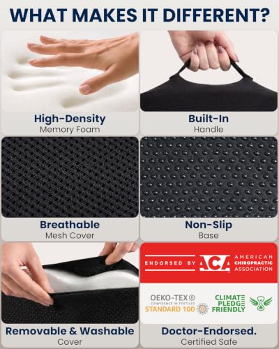 Seat Cushion Memory Foam Chair Cushion for Tailbone Pain Relief