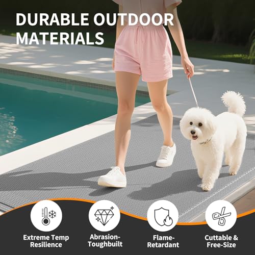 Front Door Mat Outside Entrance Drainage Doormat Grey 31"x47" (144 Sq Ft)