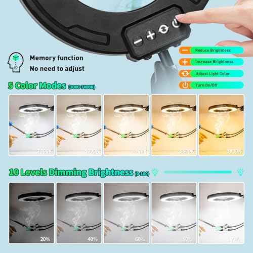 12X Magnifying Glass with Light and Stand