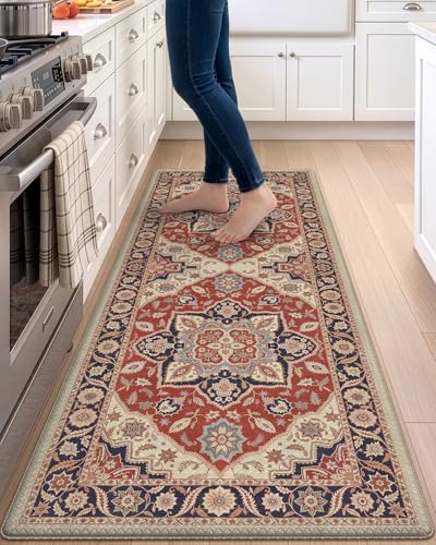 Kitchen Floor Mats Cushioned Anti Fatigue Runner Rug 23x59 Red