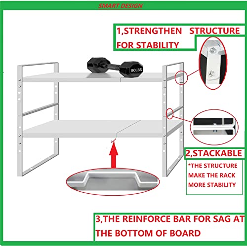 Expandable Stackable Spice Rack Cabinet Shelf Organizer in Cabinets Shelves Kitchen Cupboard Organization Stack up Racks Pantry Countertop Storage Medium (3 Count)