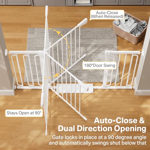 36.6 59" Extra Wide Baby Gate for Stairs