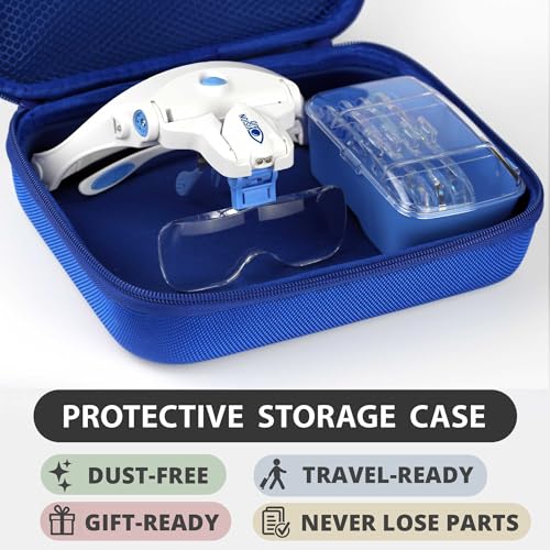 Expert Edition Magnifying Glasses with USB Rechargeable LED Light and Storage Case Hands Free Head Magnifier for Hobby Painting Close Work