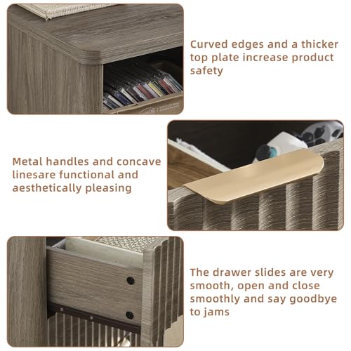 31" Wide Fluted Nightstand with Charging Station
