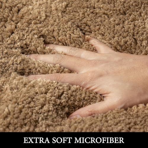 Light Brown Bathroom Runner Rugs Soft Microfiber Bath Mat 16x60 Inch (9.6 Sq Ft)
