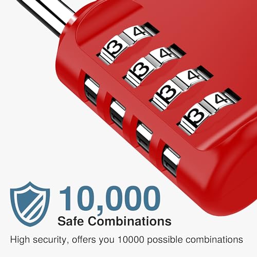 4 Combination Lock Locker 4 Digits Combo Padlock Gym Red & Black