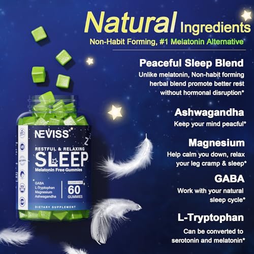 Melatonin Free Sleep Aid Gummies for Adults (120 Count)