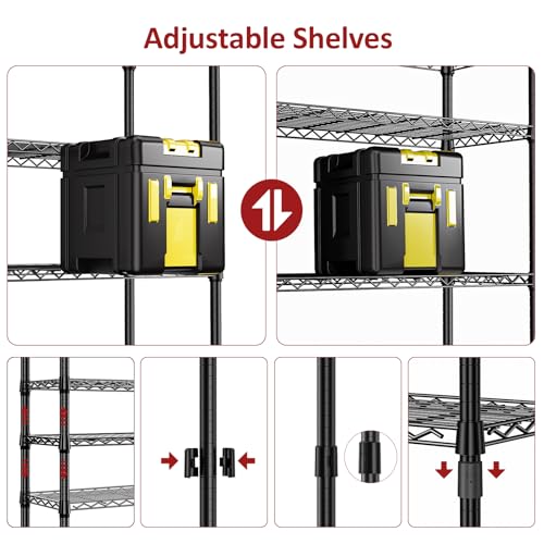 5 Tier Black Metal Storage Shelves