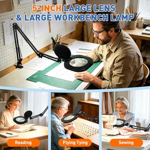 30X 15X Long Magnifying Glass with Light and Clamp (40 Count)