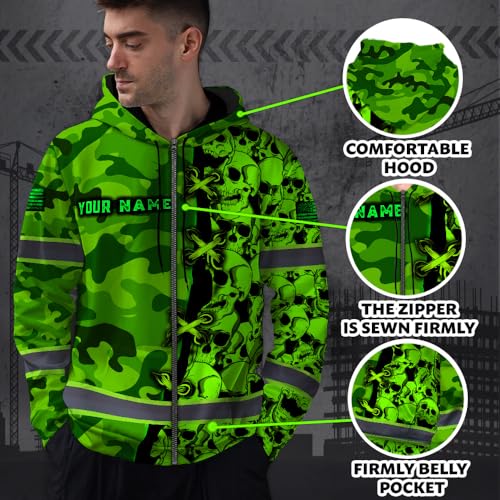 Hi Vis Reflective Zip Up Hoodie