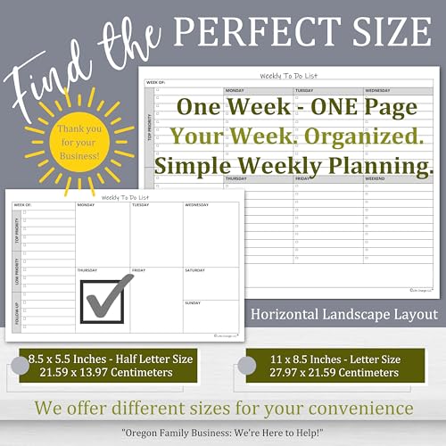 Weekly TO DO List Notepads (2 Count)