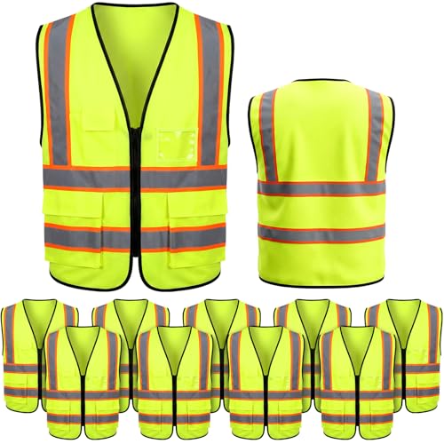 10 Pack Safety Vests with Reflective Strips (10 Count)
