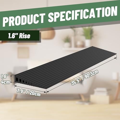 1.6" Rise Rubber Threshold Ramp for Doorways