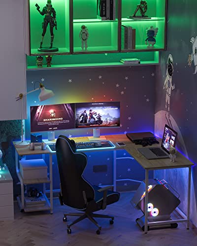Reversible L Shaped Desk with Shelves