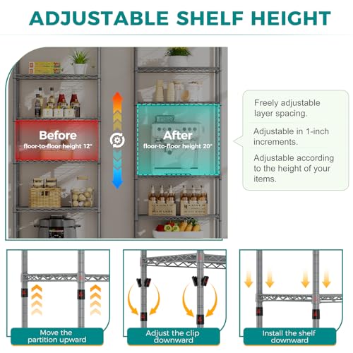 6 Metal Shelves Wire Shelving Storage Shelf Adjustable Unit Pantry