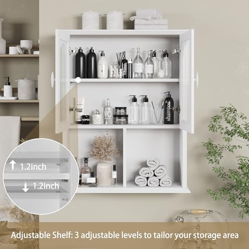 Bathroom Wall Cabinet with Fluted Door