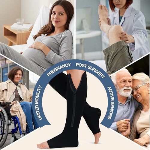 Open Toe Zipper Compression Socks for Men & Women