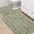 Bathroom Rug Sets 2 Piece Bath Mats Non Slip Thick Soft Chenille Striped Bath Rug achine Washable Shower Floor Rugs for Tub (9.36 Sq Ft)