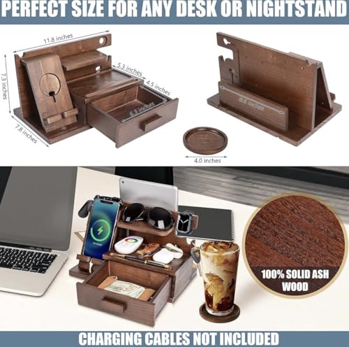 Wood Phone Docking Station with Drawer