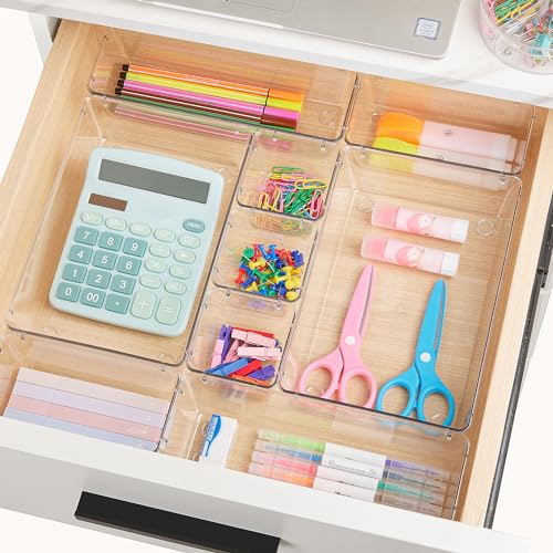 15 PCS Clear Plastic Drawer Organizers Set (15 Count)