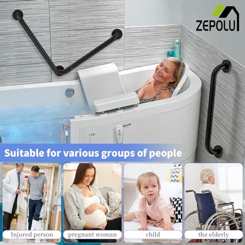 Black Angled Grab Bar 16x16 Inch