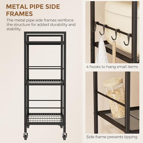 3 Tier Metal Storage Rack with Industrial Wheels