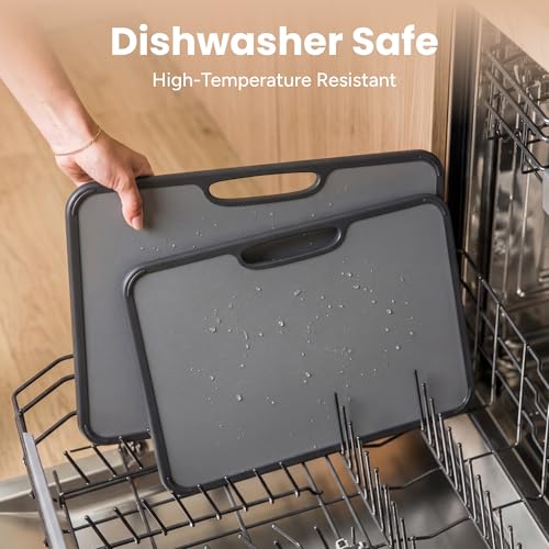 Plastic Cutting Board Set with Holder (3 Count)