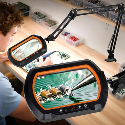12X Square Ultra Long Magnifying Glass with Light and Clamp