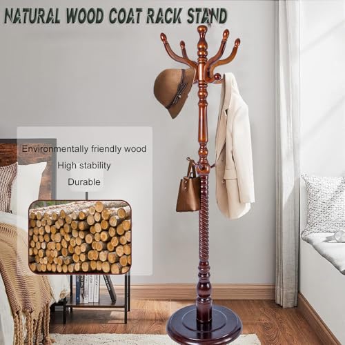 73" Wooden Coat Rack Stand