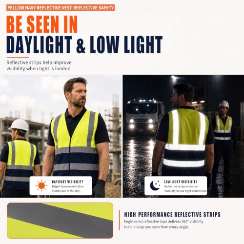 Personalized Small Yellow & Navy Reflective Safety Vest