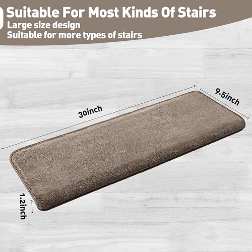 Bullnose Carpet Stair Treads Ultra Plush Brown 2 Pcs (3.96 Sq Ft) - Bel Marant
