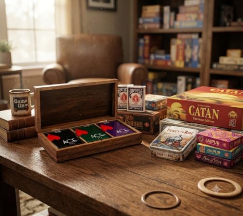Wooden Playing Card Holder Deck Box Storage Case Organizer Includes Cards