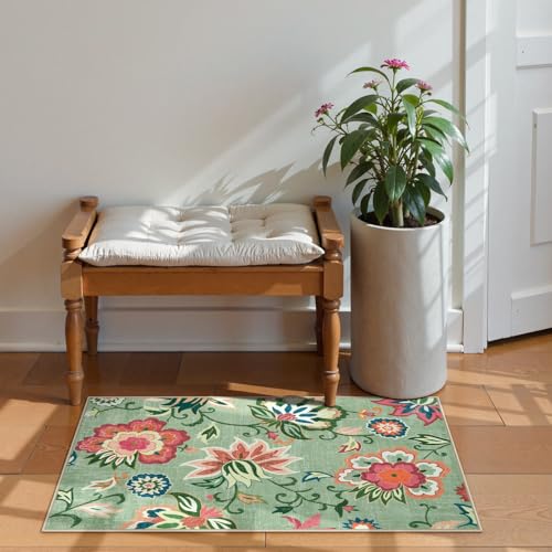 Floral 2x3 Washable Rug Non Slip (6 Sq Ft)