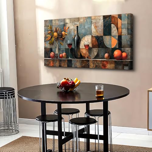 Large Canvas Wall Decor For Kitchen Wall Art For Living Room Dining Room Decorations Wine Glass Painting Still Life Abstract Picture Artwork Pub Wall Mural Posters Home Decor 24"x48"