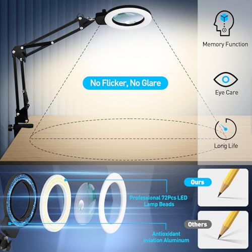 12X 30X Magnifying Glass with Light and Stand