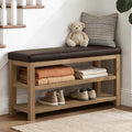 Shoe Rack Bench with Leather Cushion