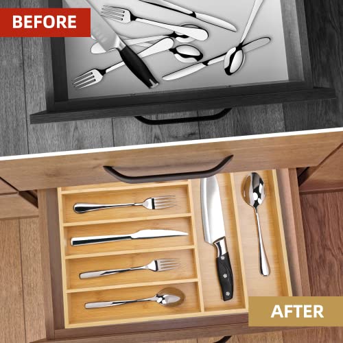 Silverware Organizer Bamboo Kitchen Drawer Organizer Utensil Organizer Silverware Holder Cutlery Organizer in drawer Flatware Organizer Tray