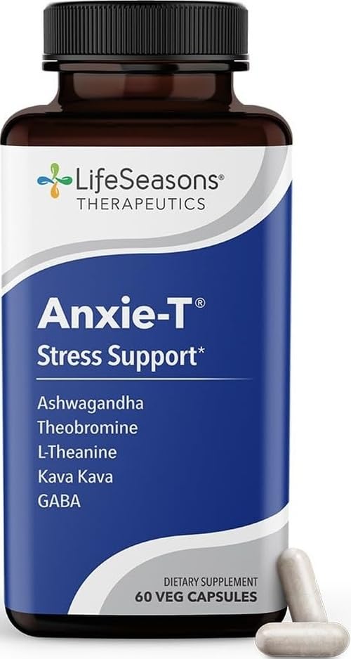 Anxie-T - Stress Relief Supplement - Supports Mood & Mental Focus - Feel Calm and Relaxed - Eases Tension & Nervousness - Ashwagandha, Kava Kava, GABA & L-Theanine - 60 Capsules (60 Count)