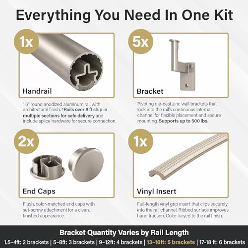 Champagne 13ft Flush Handrail Kit