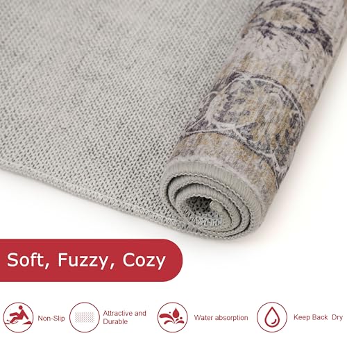 Washable Area Rug 5x7 Living Room Grey