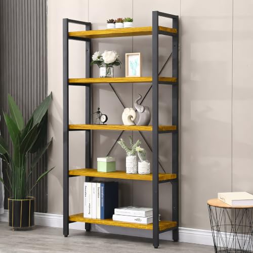 Real Solid Wood Rustic Vintage Industrial Etagere Bookshelf