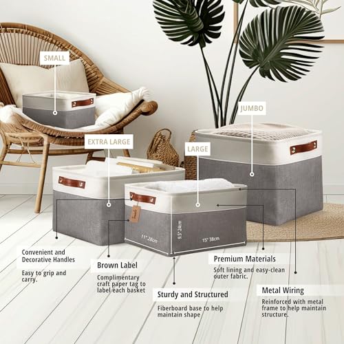 Storage Bins Large Fabric Storage Baskets for Shelves 3 Pack (3 Count)