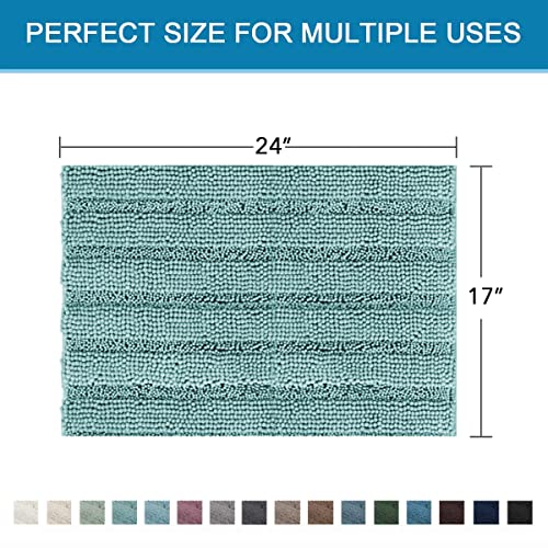 Bathroom Rugs Bath Rugs for Bathroom Non Slip Bath Mats Extra Thick Chenille Striped Rug 17" x 24" Absorbent Soft Shaggy Washable Dry Fast Bath Mats for Bath Room Floor