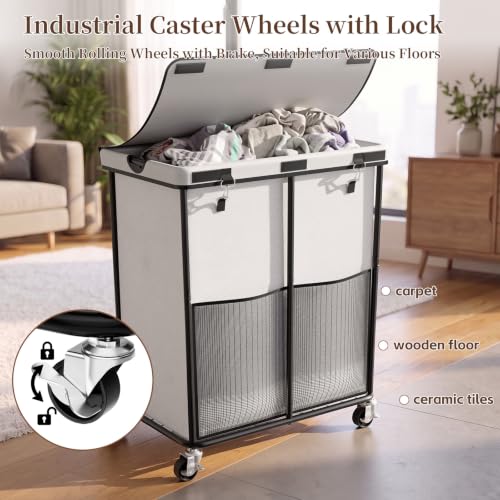 Laundry Hamper with Wheels and Lid