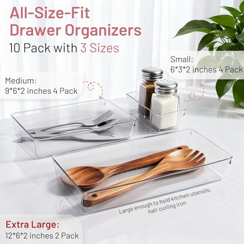 10 Pack Large Drawer Organizer Bins (10 Count)