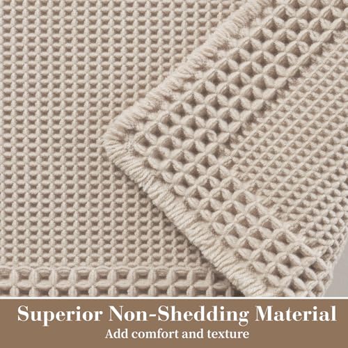 Waffle Bath Mat for Bathroom Non Slip Bathroom Rugs 24x36 Pale Beige (6 Sq Ft) - Bel Marant