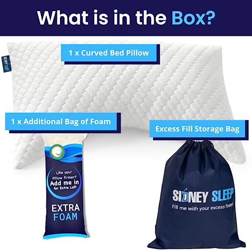 Adjustable Curved Pillows for Neck and Shoulder Support with Extra Shredded Fill